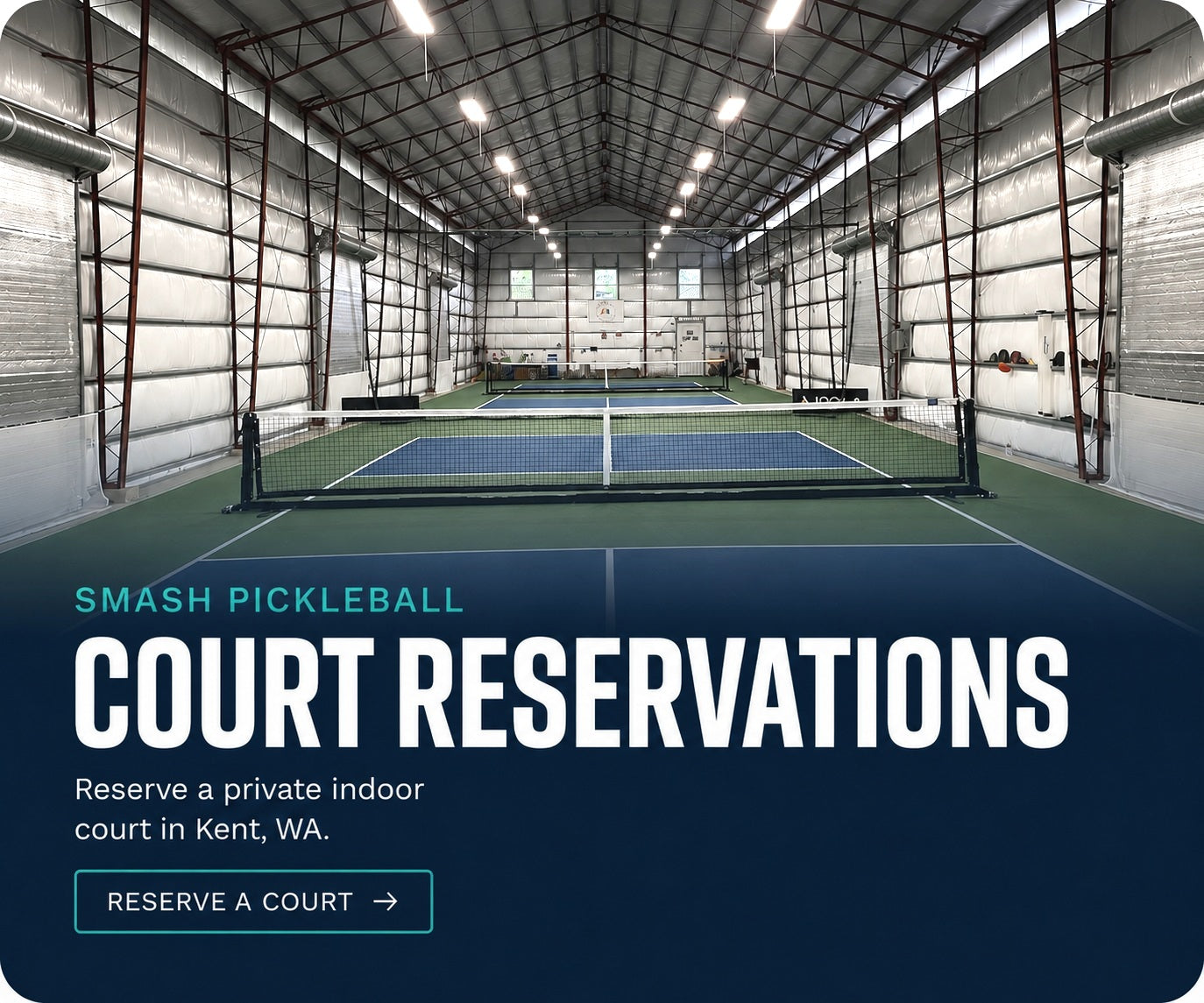 Smash Pickleball private indoor court reservations in Kent, WA